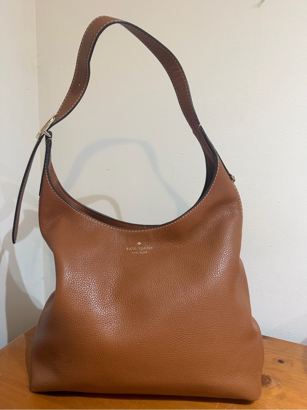 kate spade tan pebbled leather shoulder bag
